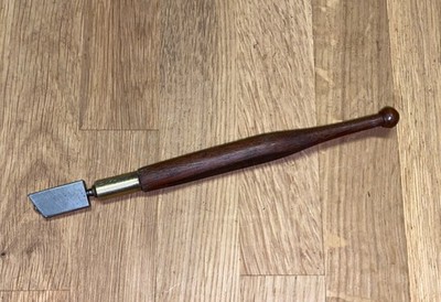 VINTAGE SHARRATT & NEWTH ROSEWOOD & BRASS SWIVEL HEAD GLASS CUTTER DIAMOND TIP
