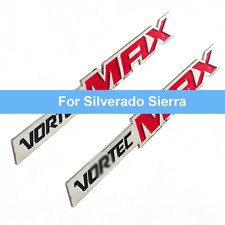 One Pairs For Silverado Vortec Max High Emblems Fender Badges Decals Chrome Red