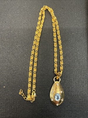 Jw1 Beautiful Stauer Chain Linked Gold Tone Necklace Blue Oro Cece Monaco K138
