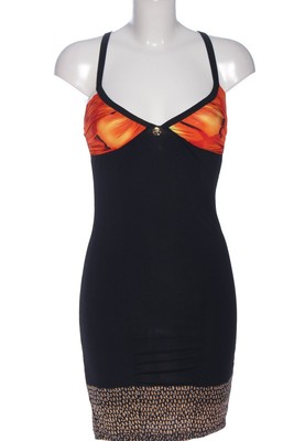 ROBERTO CAVALLI Trägerkleid Damen Gr. DE 38 schwarz-rot-hellorange Casual-Look