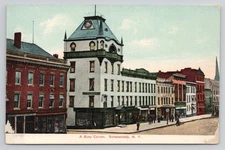 Schenectady  NY Busy Corner Street View Ellis House Hotel  Postcard