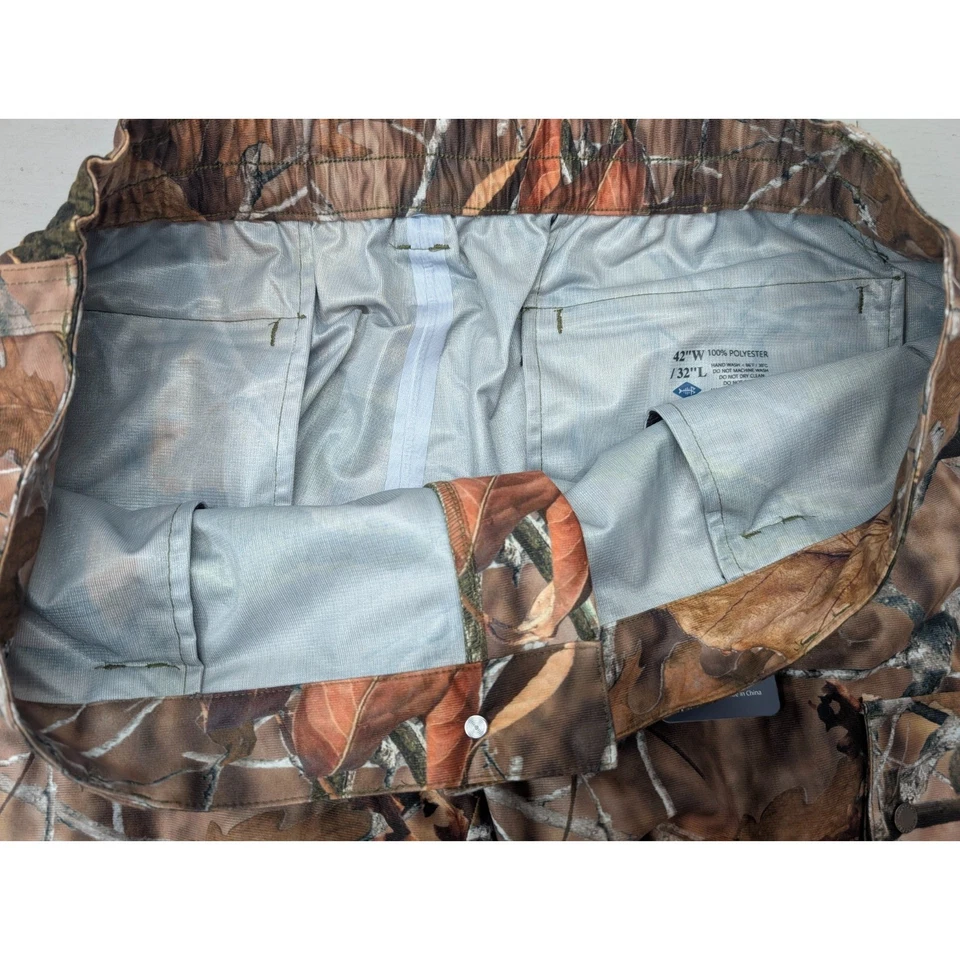 BassDash Men's Camo Pants Walker Waterproof 42x32 Hunting Fishing Ankle Zip NWT - Image 3 of 4
