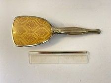 Vintage Vanity Hair Brush Comb Set Gold Nylon bristles 9.5 Antique