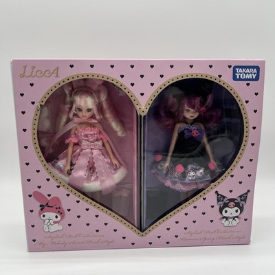 Licca Stylish Doll My Melody Sweet Pink Style & Kuromi Spicy Black Style set NEW