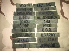 US ARMY VINTAGE BDU Shirt USED NAME TAPE Patch OD GREEN TAGS SET OF 20 OD9