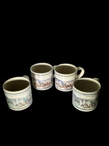 Vintage Ralph Lauren Polo Thoroughbred Horse 12 Oz Mugs Cups 1978 Set of 4 