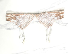 Victoria's Secret Embroidery Garter Belt Beige Lace