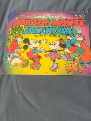 Walt Disney Mickey Mouse Kalender 1981 Glow in the Dark Vintage Rarität