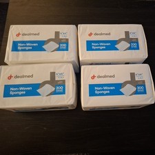 4 packs-Dealmed Brand 200ct Non-Woven 4  x4 Sponges All-Purpose Gauze Pads- 800ct