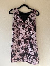 Banana Republic, black & pink floral sleeveless mini dress with pockets, size 2