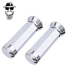 Original Lowrider Square Classic Chrome Bicycle Grips 7/8" x 135mm ABS w/ Flange