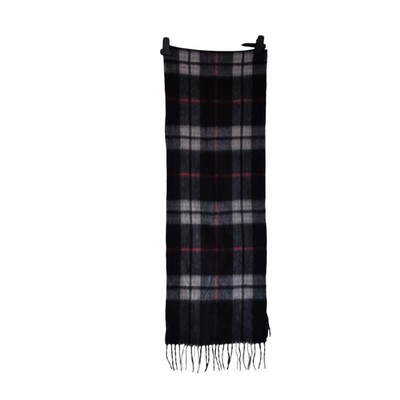 La Marey London Damen Schal schwarz & rot Schottenmuster Fransenbesatz One Size