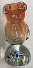 Art Glass Owl Figurine Paperweight Vase