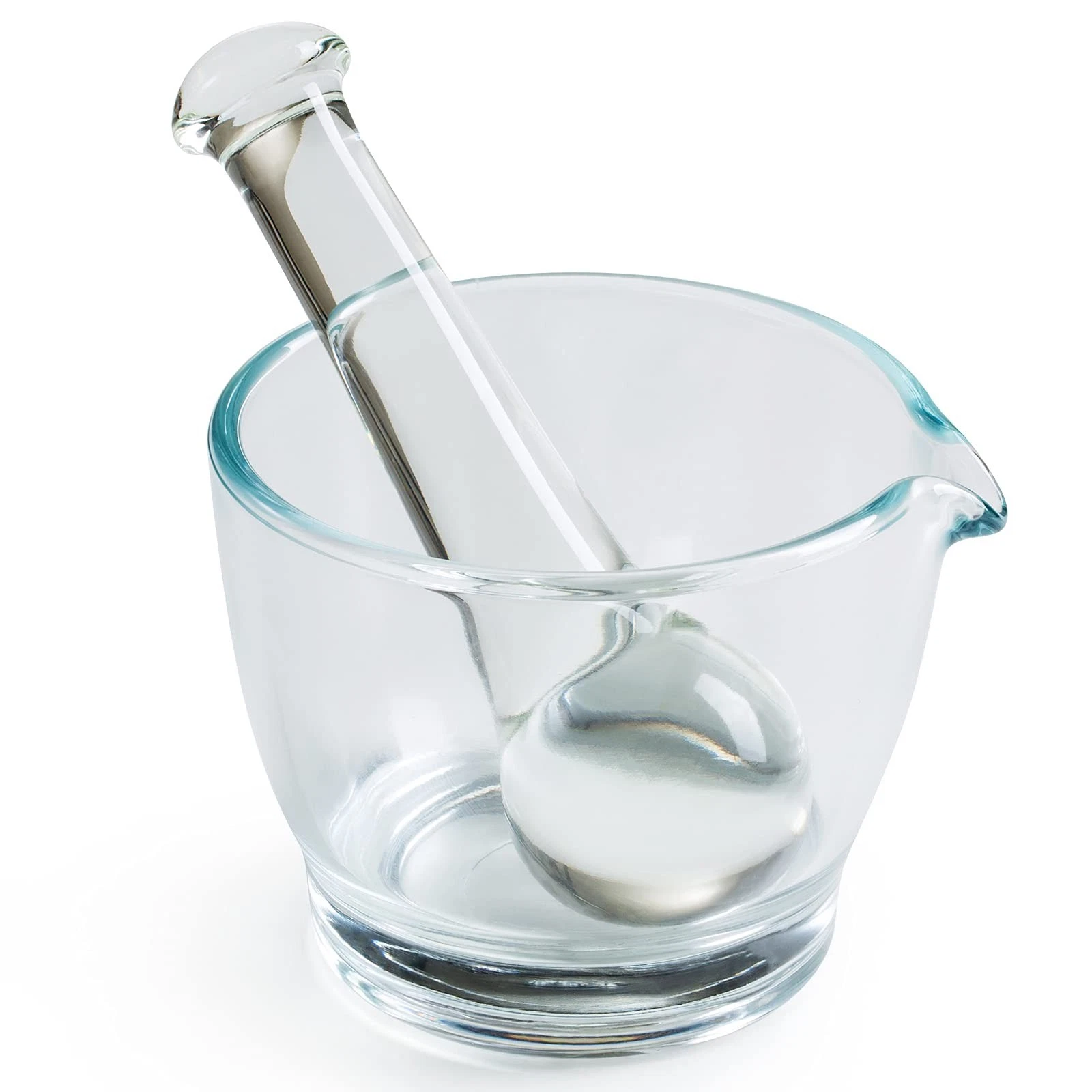 8oz Glass Mortar and Pestle Bowl, Medicine Grinder and Mixer for Pharmacy or ...