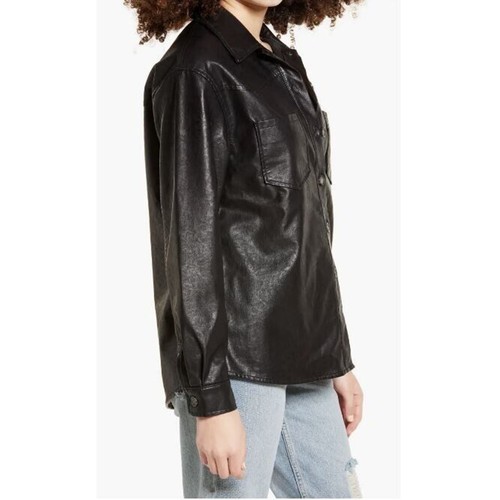Chaqueta Camisa Ten Sixty Sherman Para Mujer Cuero Sintético en Negro Grande Precio de venta sugerido por el fabricante 69 USD - Imagen 2 de 10