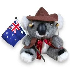 I Heart Love AUS Koala Bear Plush Stuffed Animal Jacket Tags Australia Flag 7"