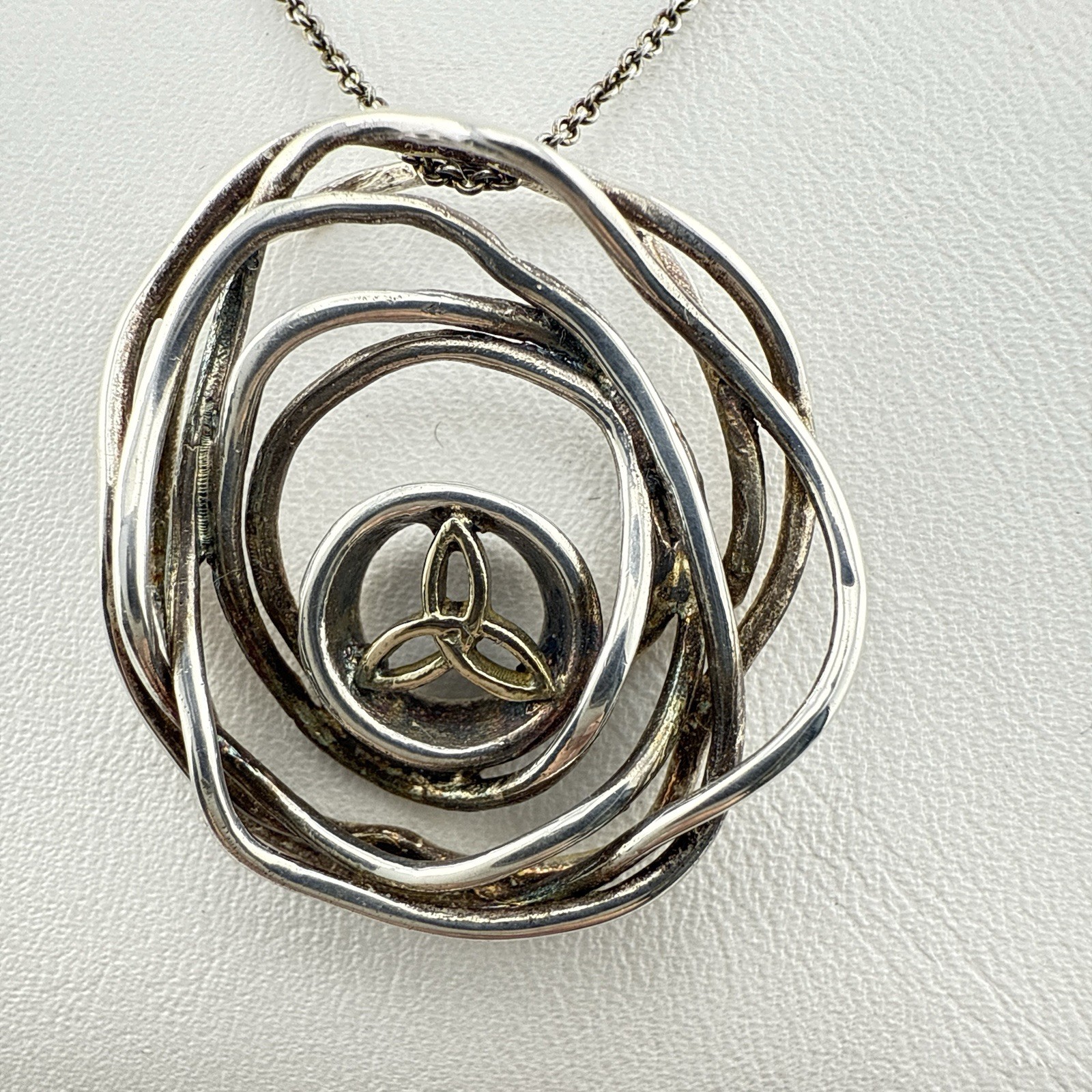 Keith Jack Necklace Celtic Cradle of Life Sterling Silver 10K Trinity Knot $290