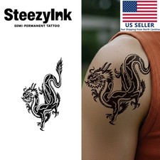 SteezyInk temporary tattoo Traditional Dragon last upto 2 weeks 4 x 7 inch