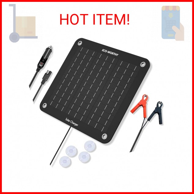 ECO-WORTHY 10W Solar Car Battery Charger Maintainer 12V Wate