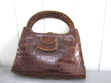 Petit sac en cuir marron façon croco vintage