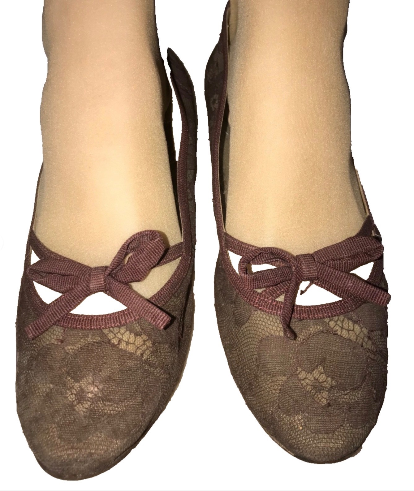 Valentino Garavani  Lace Pattern Ballet Flats - Burgundy Flats, Shoes  SZ 39 thumbnail 3