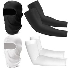 KMOLY Balaclava Ski Face Mask And Arm Sleeves Set For One Size, Black White