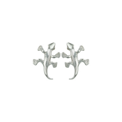 Mo'o Guardian Stud Earrings 925 Silver Hawaiian Gecko Jewelry Free Shipping
