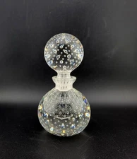 Art Deco Crystal Bubble Glass Perfume Bottle Vintage MCM Controlled Bubble 