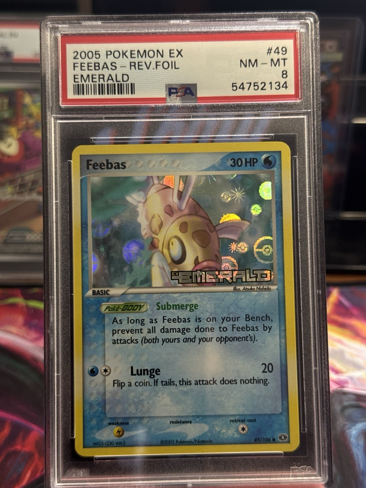 PSA 8 Feebas Ex Emerald Reverse Holo 49/106 Pokemon Card