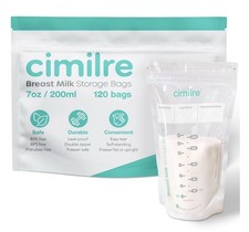 Cimilre Breast Milk Storage Bags 7oz - 120 Count Leak Proof - Bpa Free