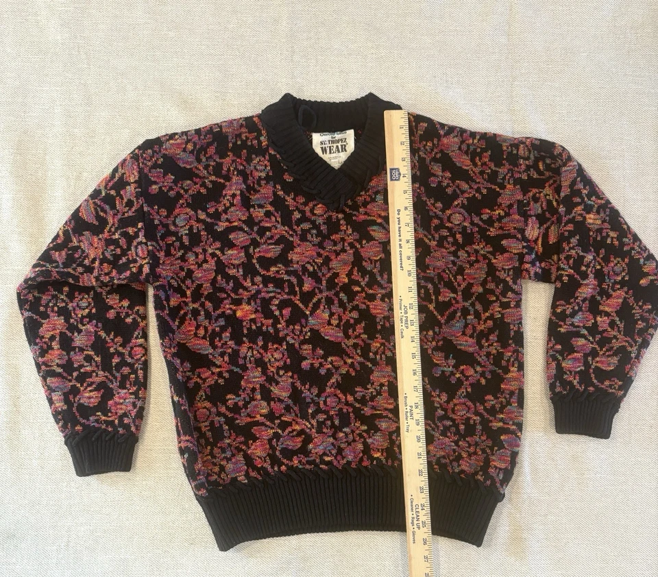 Suéter Vintage Carole Little Gran Tamaño Floral Vines Bordado Único Grande Foto 3 de 4