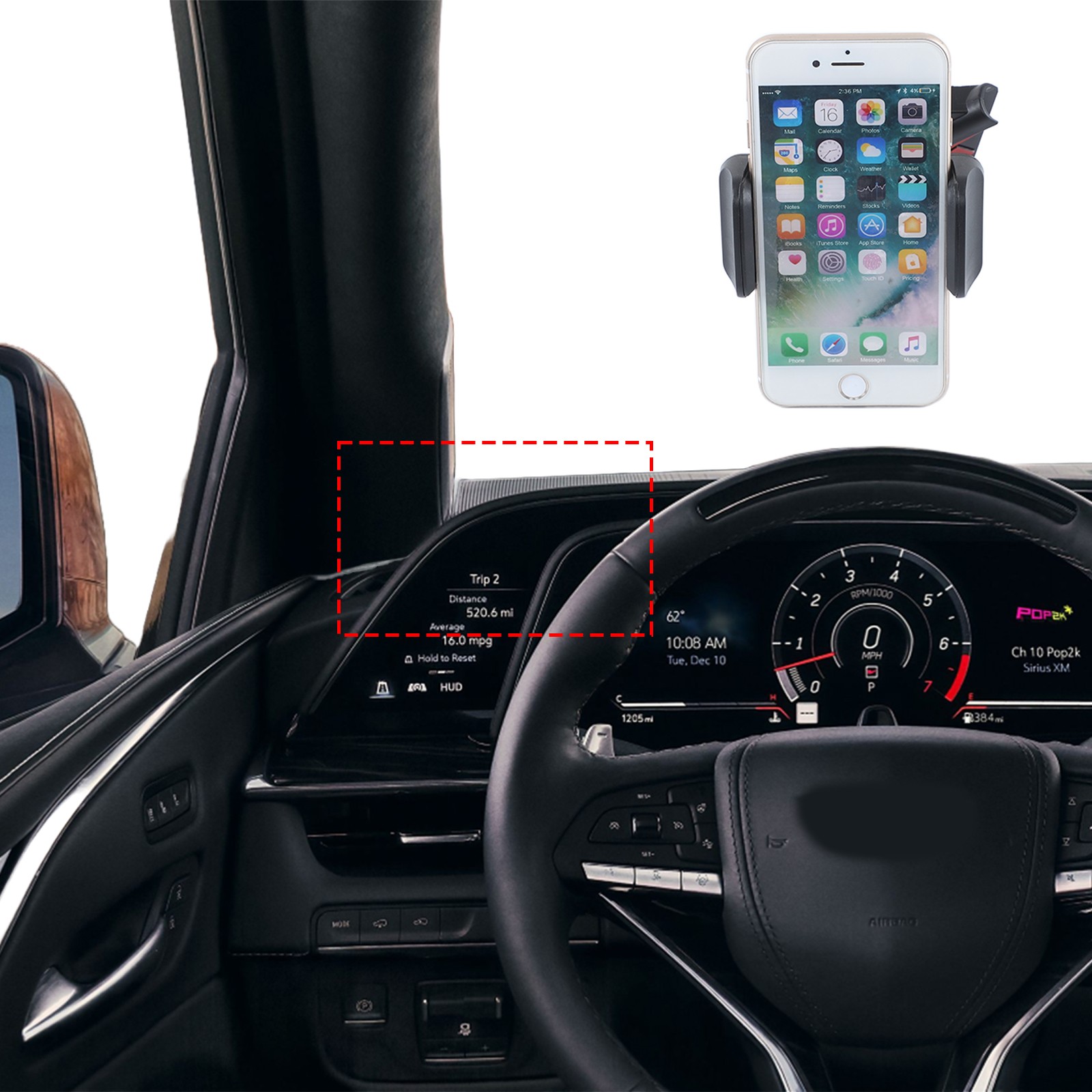 Navigation Screen Mount Bracket Cell Phone Holder For Cadillac Escalade 2021-24