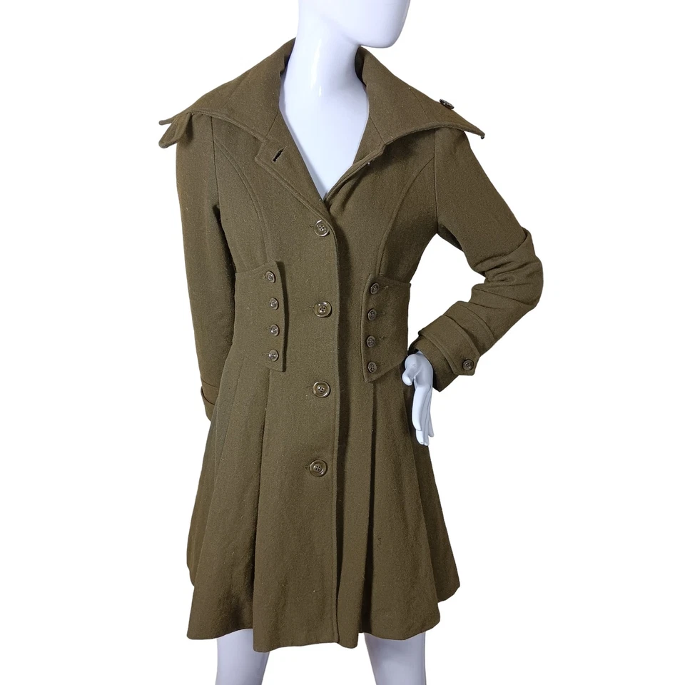 Anthropologie Azel Hazel Hazel Hazel Haze Midi Coat Size Small Moss Green  - Image 4 of 4