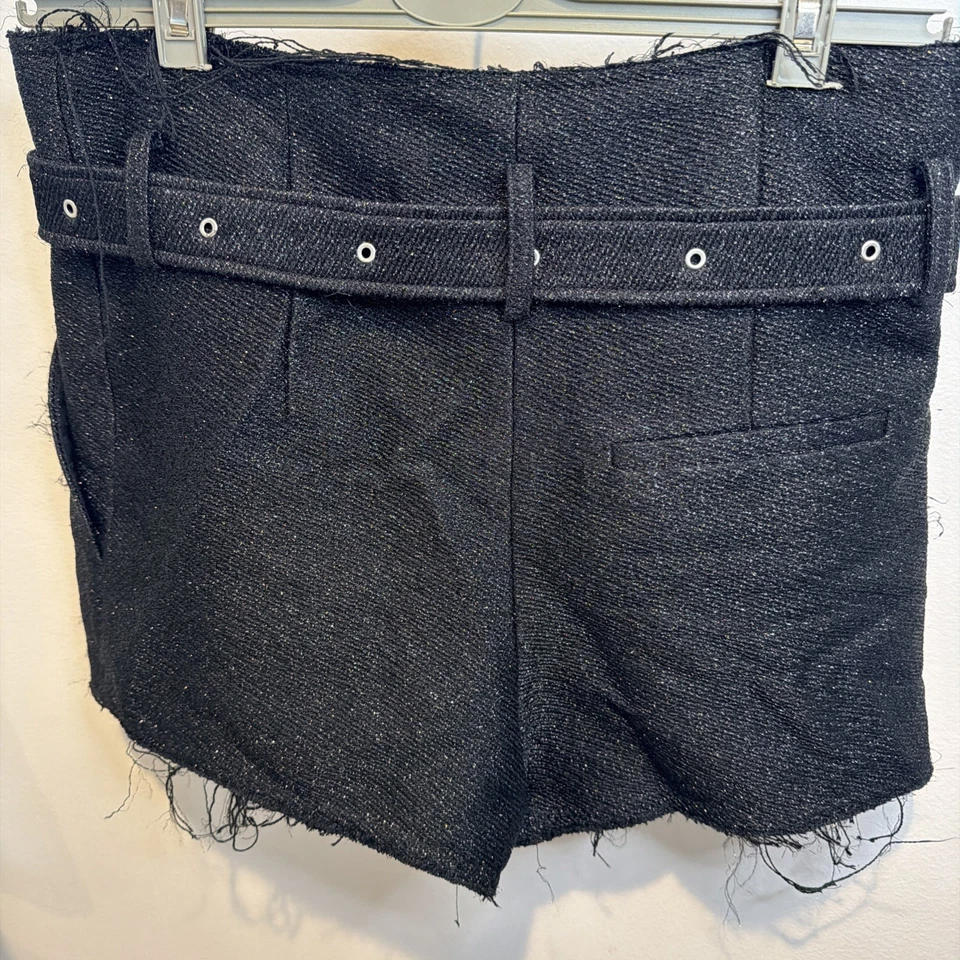 IRO 女式高腰自领带金属细节打褶短裤黑色 38 码 — 第 4/4 张图片