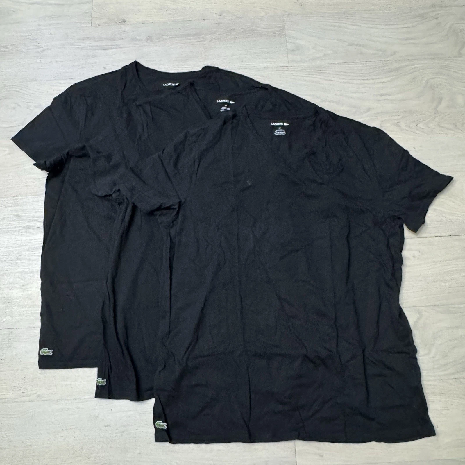 Men’s Lacoste V-Neck T-Shirts Black Lot Of 3 Sz XXL Undershirt Great Condition