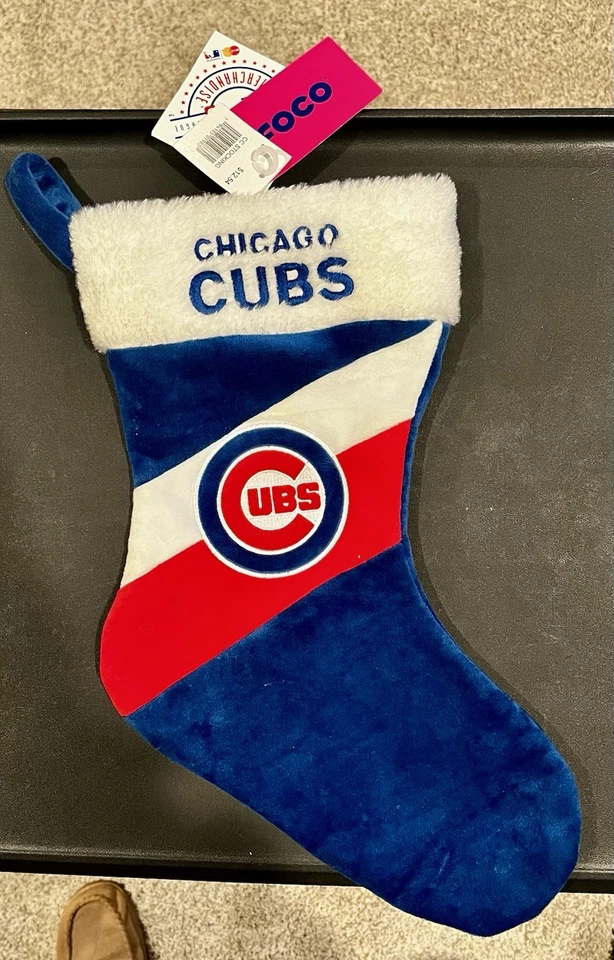 Conjunto de Medias de Navidad Oficiales MLB Chicago Cubs (NUEVO CON ETIQUETAS) y Sombrero - Rojo Azul Foto 3 de 4