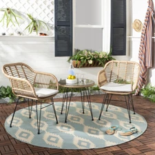 SAFAVIEH Outdoor Collection Alton 3-Piece Lounge Set | Natural/Beige |