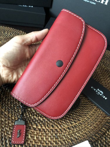 COACH 1941 Tracolla da polso frizione 1941 ROSSO in pelle con guanti nuova con etichette! - Foto 2 di 12