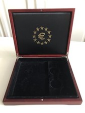 M&uuml;nzkassette f&uuml;r EURO Sammlung aus Holz massiv mahagoni farbe schwarz Samt