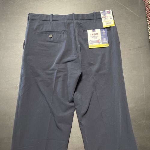 Pantaloni eleganti dritti Izod Performance elasticizzati comodi flessibili blu navy 32x32 - Foto 8 di 11