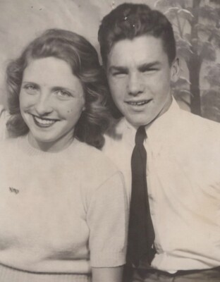 1940s Cute Couple Smiling Portrait Pretty Woman Handsome Man Close Pose