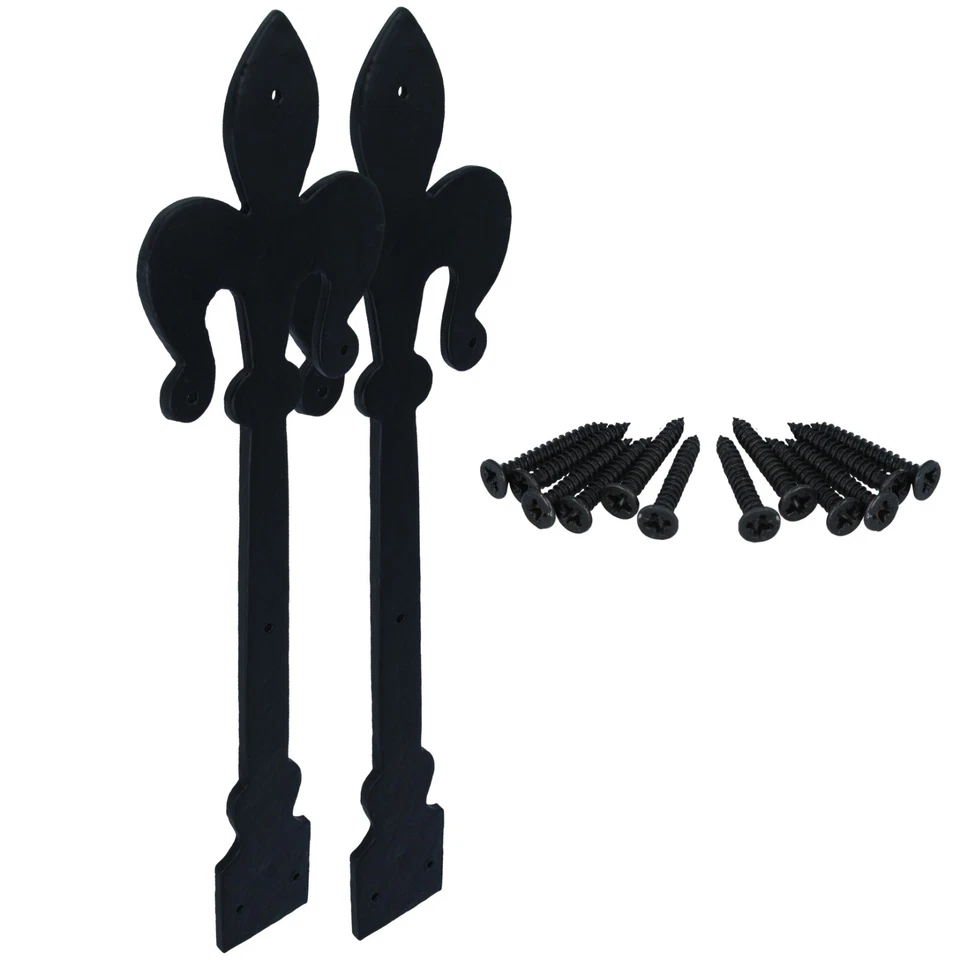PAIR BLACK ANTIQUE 16" HINGE FALSE FRONTS Cast Iron Fake Dummy Gate Door Straps - Image 3 of 4