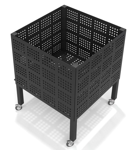 Carro de almacenamiento de pelota deportiva móvil 80x80x80cm - negro brillante - Imagen 3 de 8