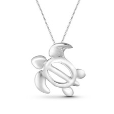 Adorable Sea Turtle Sterling Silver Ocean Animal Pendant Necklace