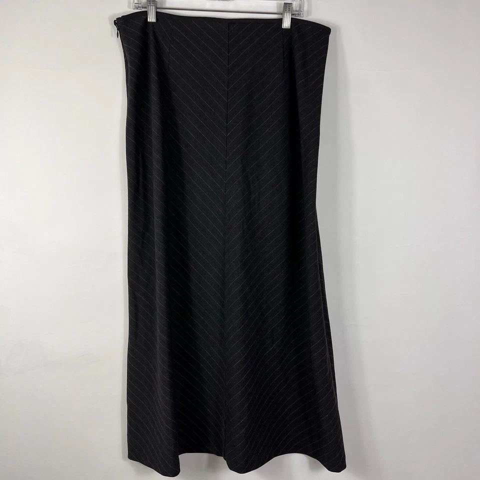 Falda vintage antigua azul marino para mujer talla 12 debajo de la rodilla midi gris a rayas elástica Foto 4 de 4