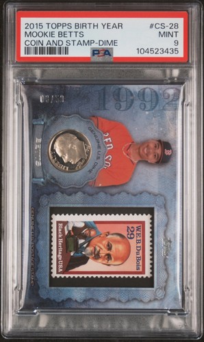 2015 Topps Mookie Betts #cs-28 SP Coin & Stamp /50 PSA 9 - Bild 1 von 2