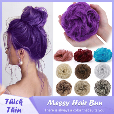 Thin Natural Curly Messy Bun Hair Piece Scrunchie Hair Extensions Real as Human