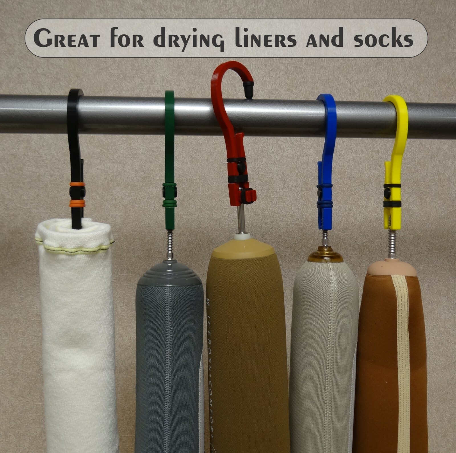 Lock Jaw Prosthetic Liner Drying Hook Hanger Stand for locking liners