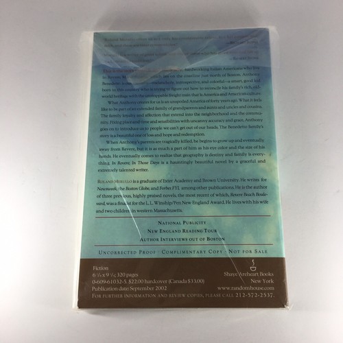RARE-Uncorrected Proof 1st Ed of “IN REVERE, IN THOSE DAYS” By Roland Merullo - - Picture 10 of 10