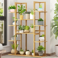 Large Flower Stand Plant Rack Shelf Bamboo Planter Storage Display Shelving Unit
